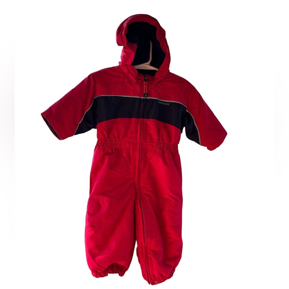 Lands' End Red/Black Infant One Piece Insulated Snow Suit Size 6-12 Months